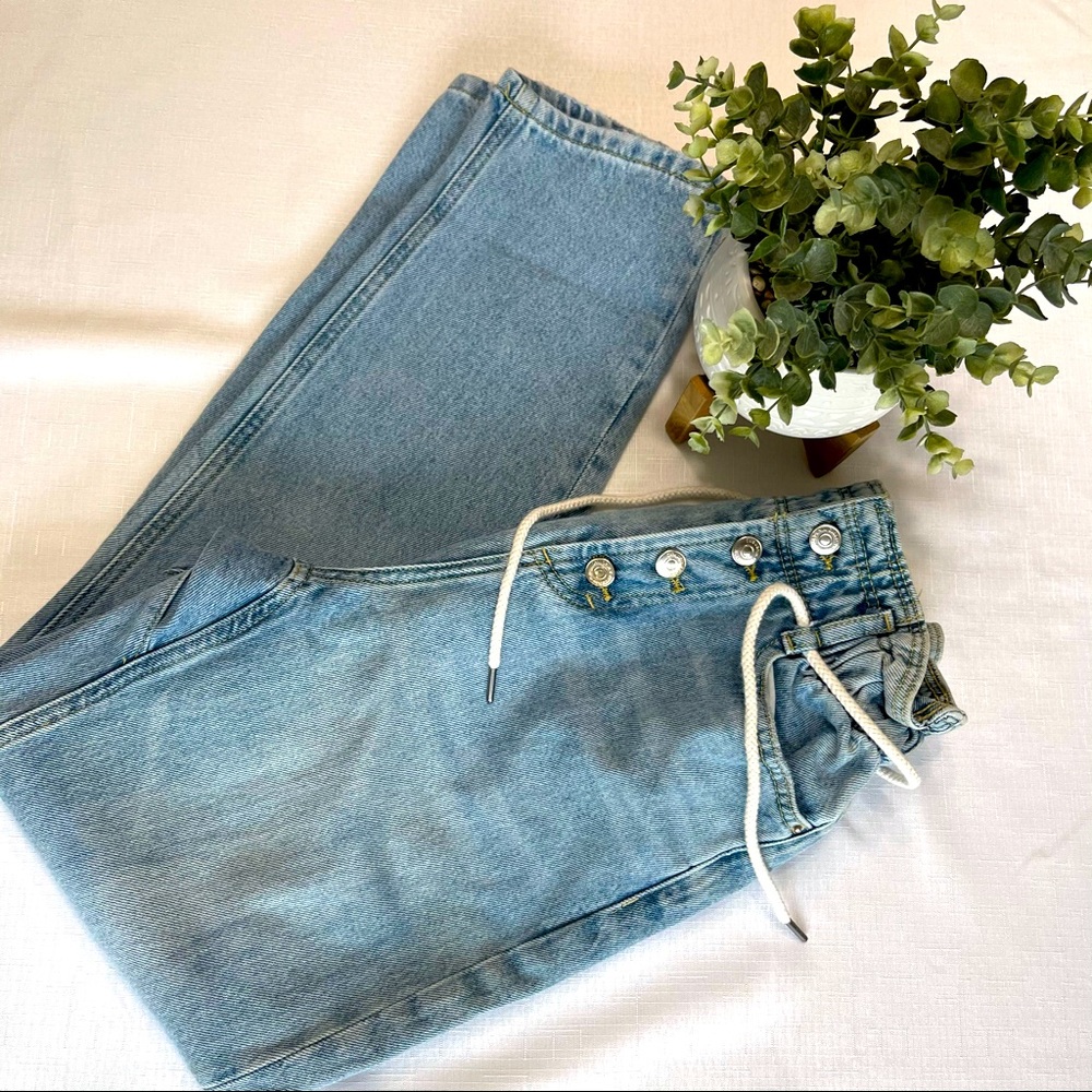 ZARA slouchy loose fit baggy pants blue jeans 0